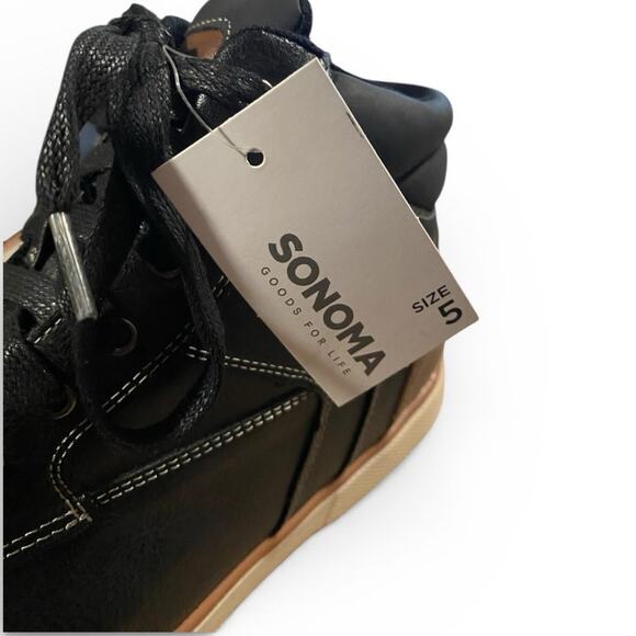 Sonoma Boots Boys Size 5 Black Brown Leather Lace Up NEW Tags - Picture 5 of 10